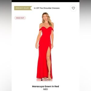 NBD NWT Maracuya gown in redsize small Sexy off shoulder cut out leg